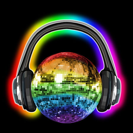 Retro Gold Sunny Disco Ball with Headphones - NeatoShop