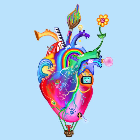 Colorful Whimsical Childhood Heart - NeatoShop