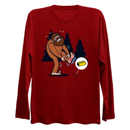 Bigfoot Sasquatch Funny stepping on a Lego Block tiny thumbnail