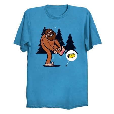 Bigfoot Sasquatch Funny stepping on a Lego Block tiny thumbnail