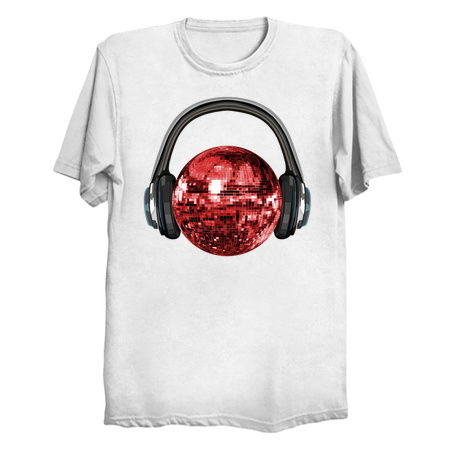 Retro Red Disco Ball with Headphones tiny thumbnail