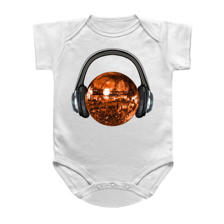 Groovy Orange Disco Ball with Headphones tiny thumbnail