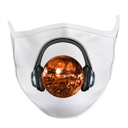 Groovy Orange Disco Ball with Headphones tiny thumbnail