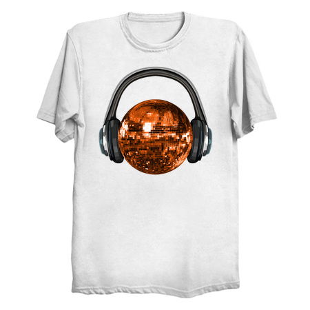 Groovy Orange Disco Ball with Headphones tiny thumbnail