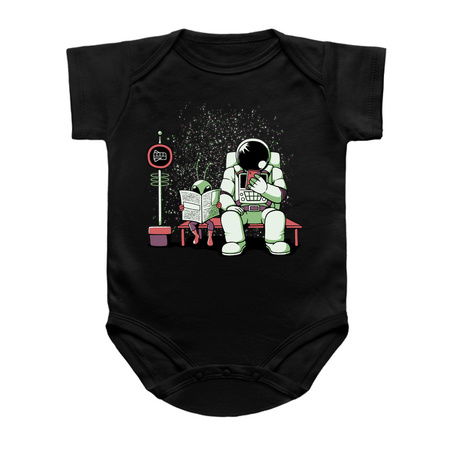 Astronaut In a Bus Stop Funny Alien Reading Newspaper by Tobe Fonseca tiny thumbnail