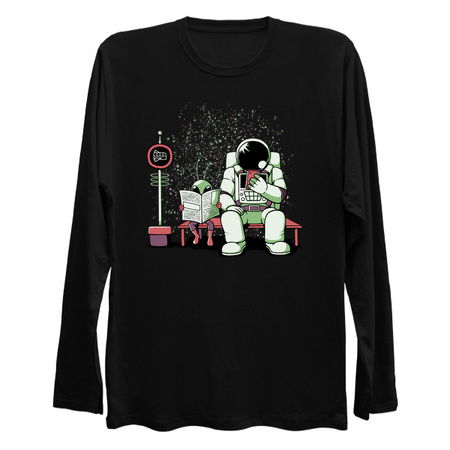 Astronaut In a Bus Stop Funny Alien Reading Newspaper by Tobe Fonseca tiny thumbnail