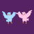 Cute Cartoon Dancing Blue and Pink Birds tiny thumbnail
