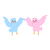 Cute Cartoon Dancing Blue and Pink Birds tiny thumbnail