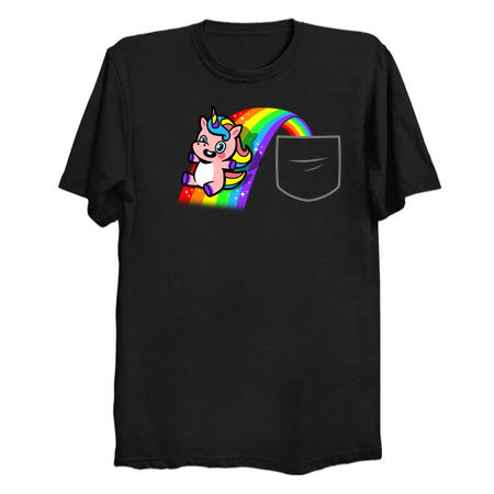 Kawaii Unicorn Sliding On A Rainbow Pocket Design tiny thumbnail