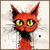 Distressed Grungy Punky Graffiti Cat Portrait XXI tiny thumbnail