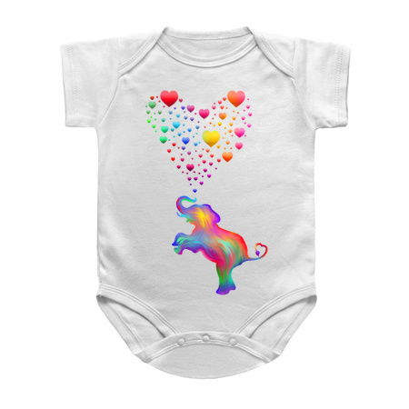 Colorful Elephant with Rainbow Heart Bubbles tiny thumbnail