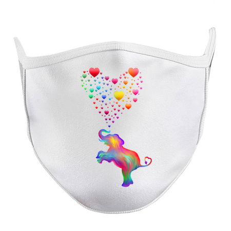 Colorful Elephant with Rainbow Heart Bubbles tiny thumbnail