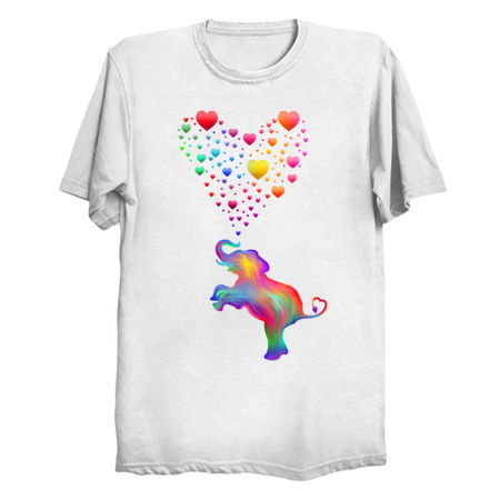 Colorful Elephant with Rainbow Heart Bubbles tiny thumbnail