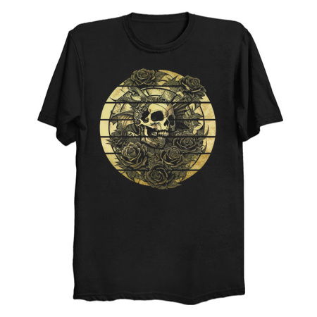 Black Roses and Skull - Vintage Tattoo Drawing tiny thumbnail