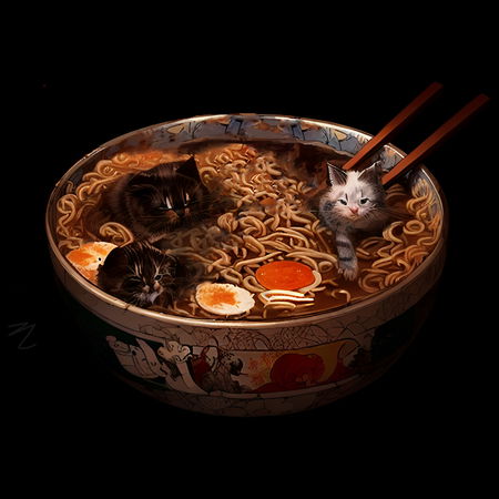 Cute Ramen Kitten Noodle Soup NeatoShop