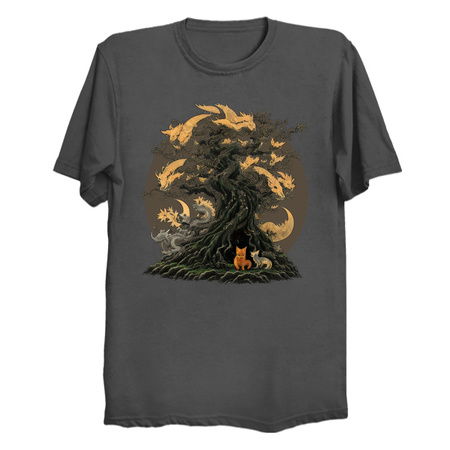 Japanese Kitsune Tree of Half-Moons and Foxes tiny thumbnail