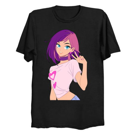 Kawaii Anime Girl Spreading Peace: The Peace Sign Gesture tiny thumbnail