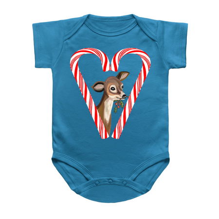 Baby Deer Peeking from Candy Cane Heart tiny thumbnail
