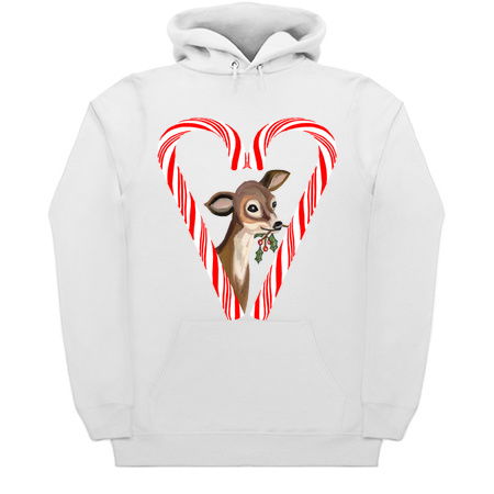 Baby Deer Peeking from Candy Cane Heart tiny thumbnail