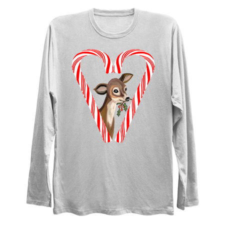 Baby Deer Peeking from Candy Cane Heart tiny thumbnail