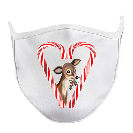 Baby Deer Peeking from Candy Cane Heart tiny thumbnail
