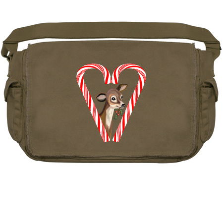 Baby Deer Peeking from Candy Cane Heart tiny thumbnail