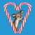 Baby Deer Peeking from Candy Cane Heart tiny thumbnail