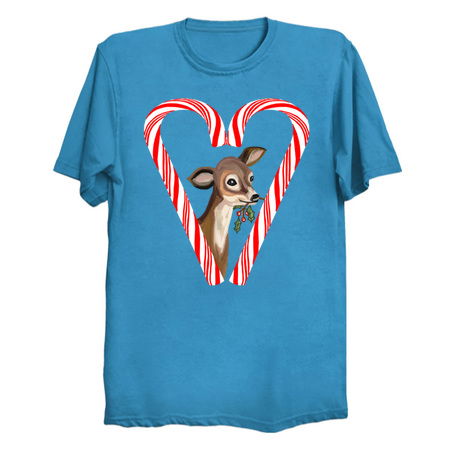 Baby Deer Peeking from Candy Cane Heart tiny thumbnail