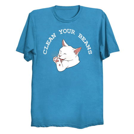 Clean Your Beans Funny White Cat tiny thumbnail