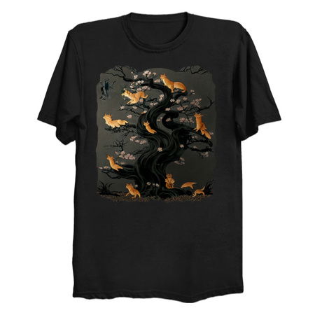 Silly Drawn Foxes in a Cute Sakura Tree tiny thumbnail