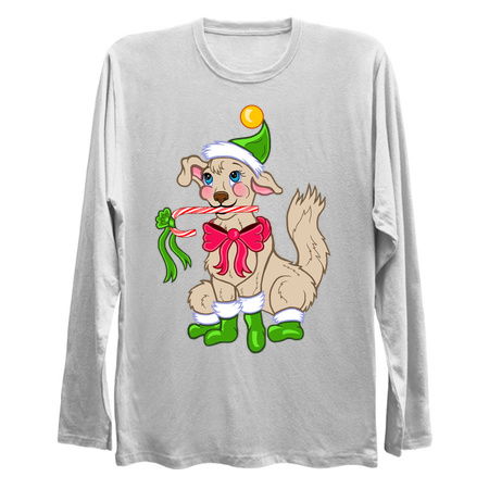 Chistmas Elf Puppy Dog with Candy Cane tiny thumbnail