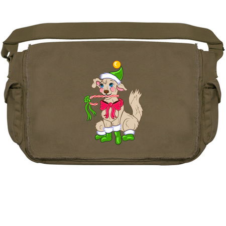 Chistmas Elf Puppy Dog with Candy Cane tiny thumbnail