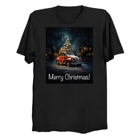Fun Cute Retro Christmas Classic Motor Car I tiny thumbnail