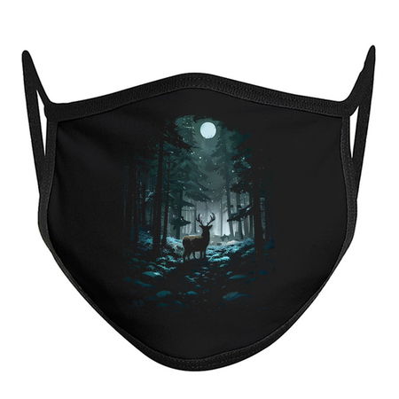 Winter Woods Deer - Night Snow and Moon tiny thumbnail