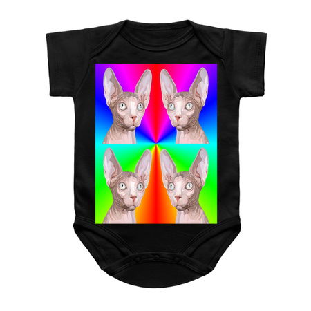 Multiple Rainbow Pop Art Sphynx Cat Faces tiny thumbnail