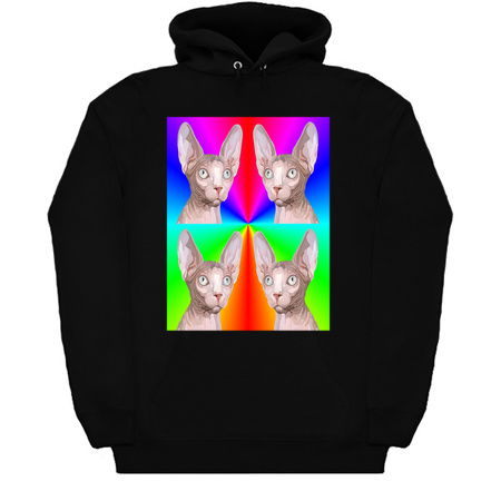 Multiple Rainbow Pop Art Sphynx Cat Faces tiny thumbnail