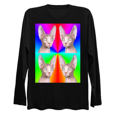 Multiple Rainbow Pop Art Sphynx Cat Faces tiny thumbnail