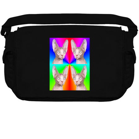 Multiple Rainbow Pop Art Sphynx Cat Faces tiny thumbnail