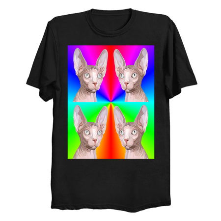 Multiple Rainbow Pop Art Sphynx Cat Faces tiny thumbnail