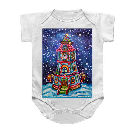 Vintage Christmas Clock Tower Painting tiny thumbnail