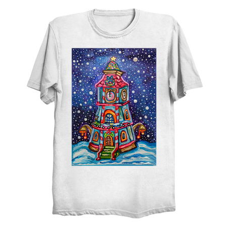 Vintage Christmas Clock Tower Painting tiny thumbnail