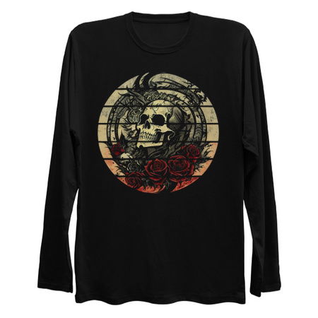 Vintage Tattoo Skull Roses - Drawing Art tiny thumbnail