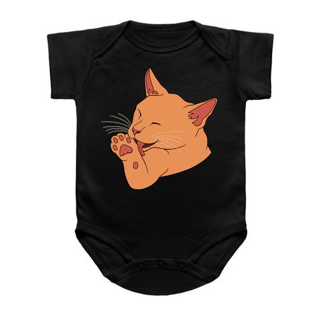 Orange Ginger Cat Licking their Toe Beans tiny thumbnail