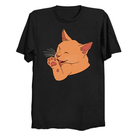 Orange Ginger Cat Licking their Toe Beans tiny thumbnail