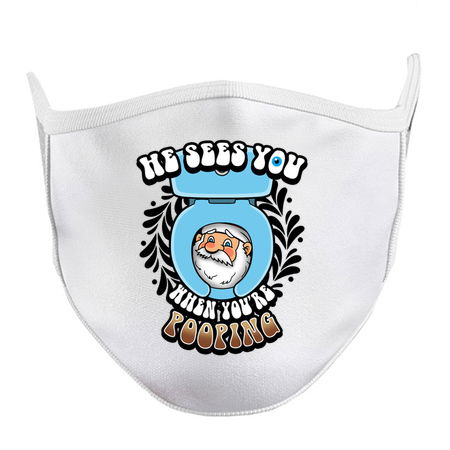 He Sees You When You're Pooping Funny Xmas Meme tiny thumbnail