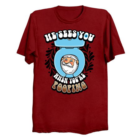 He Sees You When You're Pooping Funny Xmas Meme tiny thumbnail