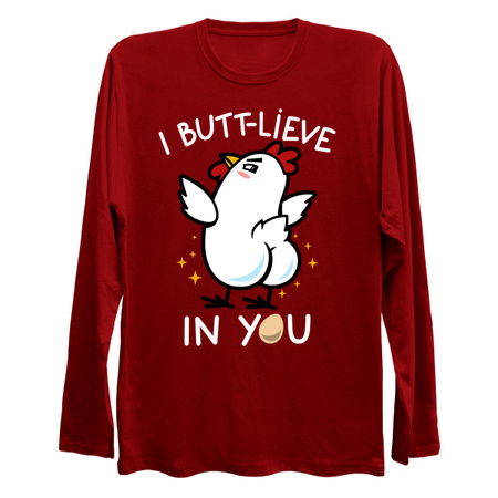 I Butt-lieve In You Funny Cute Chicken Meme tiny thumbnail