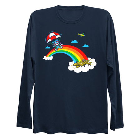 Cute Kawaii Kitty Cat Parachute On A Rainbow tiny thumbnail