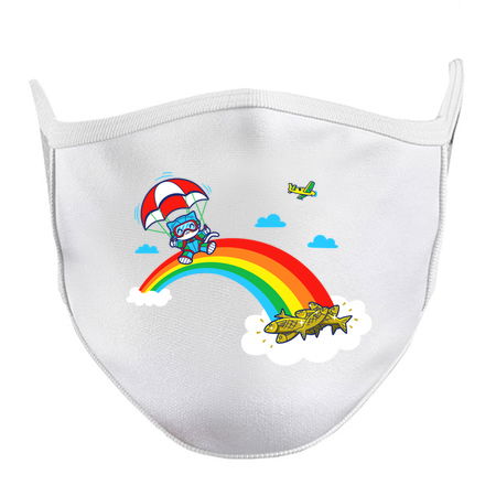 Cute Kawaii Kitty Cat Parachute On A Rainbow tiny thumbnail