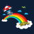 Cute Kawaii Kitty Cat Parachute On A Rainbow tiny thumbnail